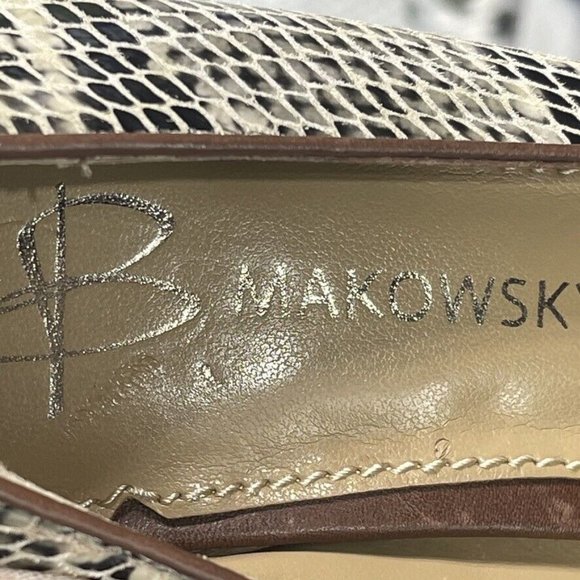 B MARKOWSKY Shoes Snake Print Heels Taupe Size 6 Women's - Picture 10 of 11